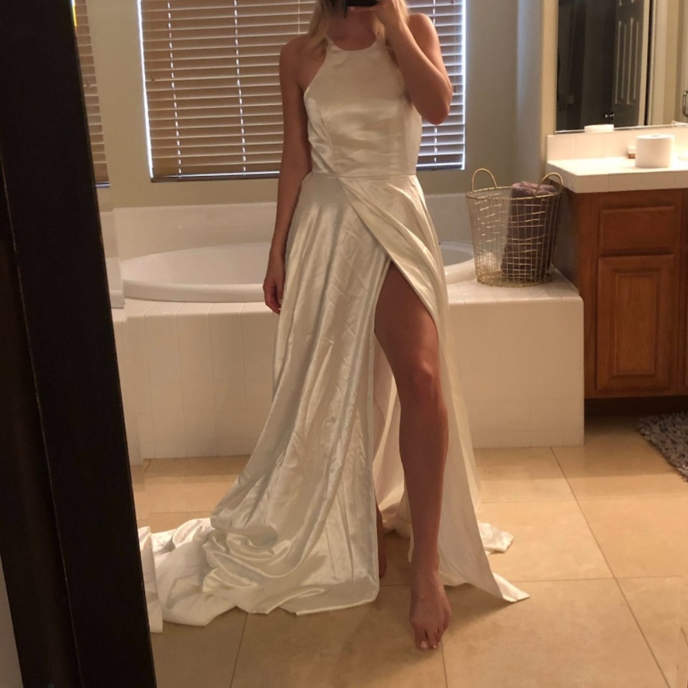 Elegant White Satin Gown- wedding or formal